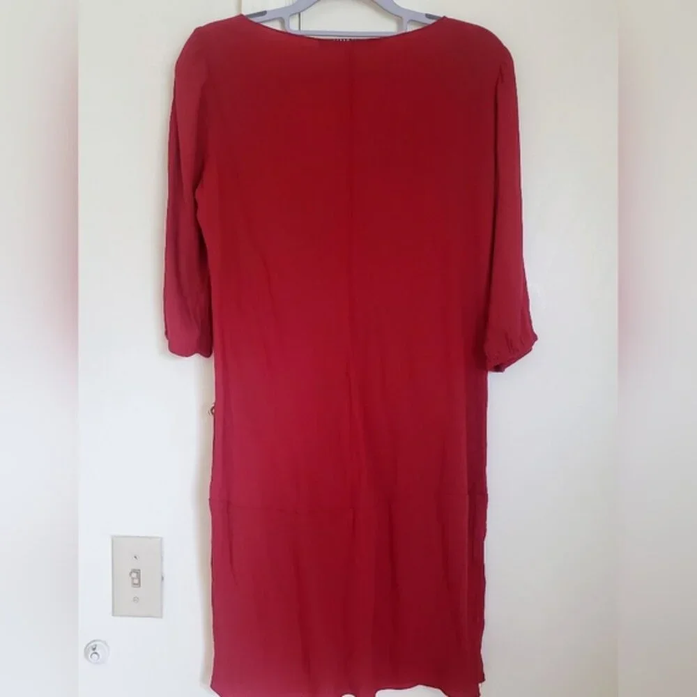 Zara V-Neck Red Mini  Dress Women's Medium M - Picture 3 of 7